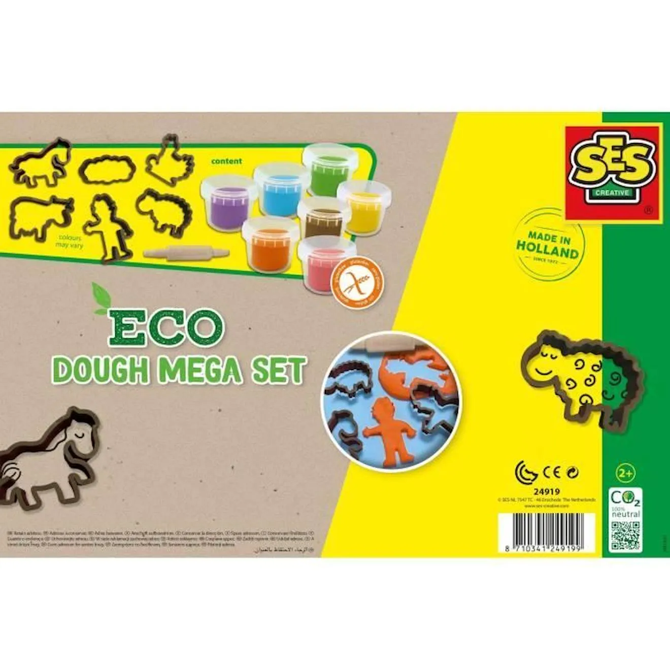 Kit de pâte à modeler géant écologique (7x90 g avec outils) violet - Ses creative